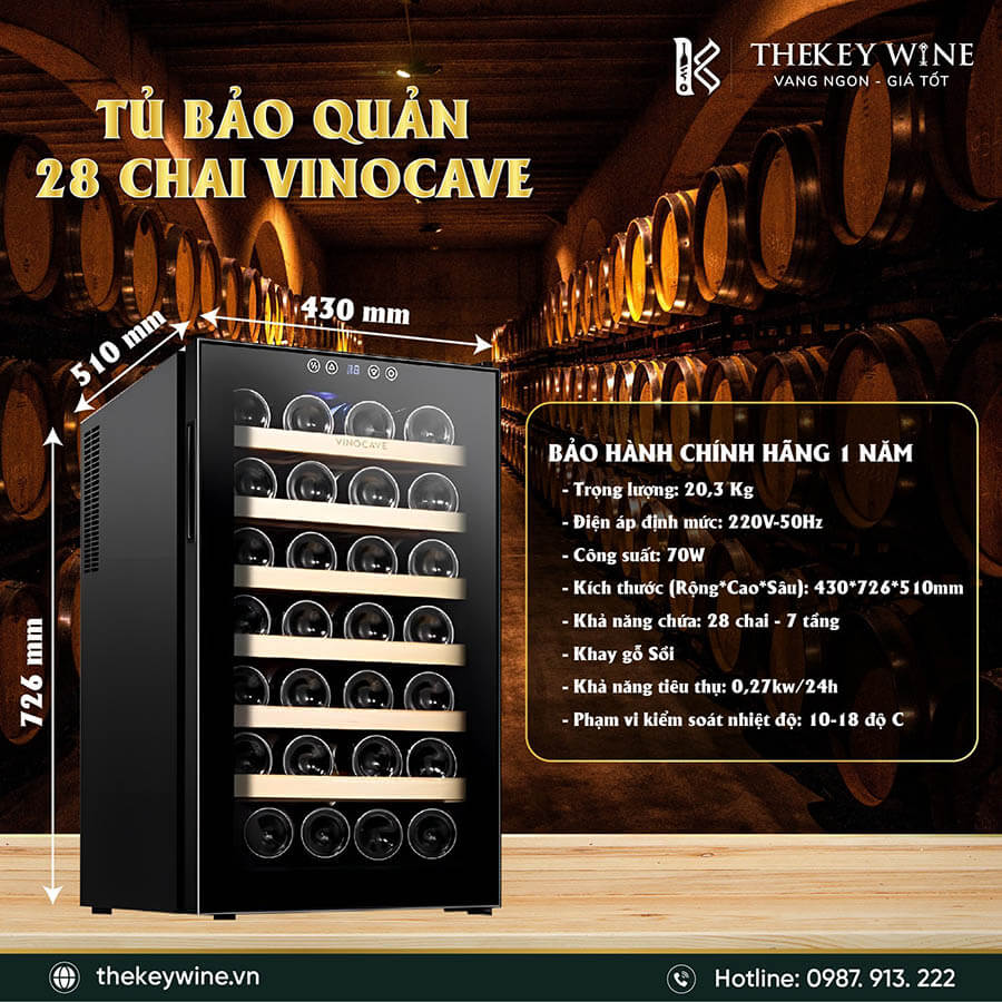 Tủ rượu vang Vinocave 28 chai