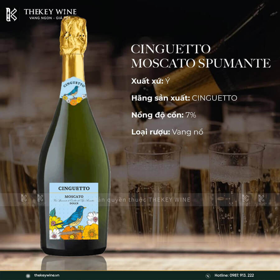 rượu vang khai vị Cinguetto Moscato Spumante